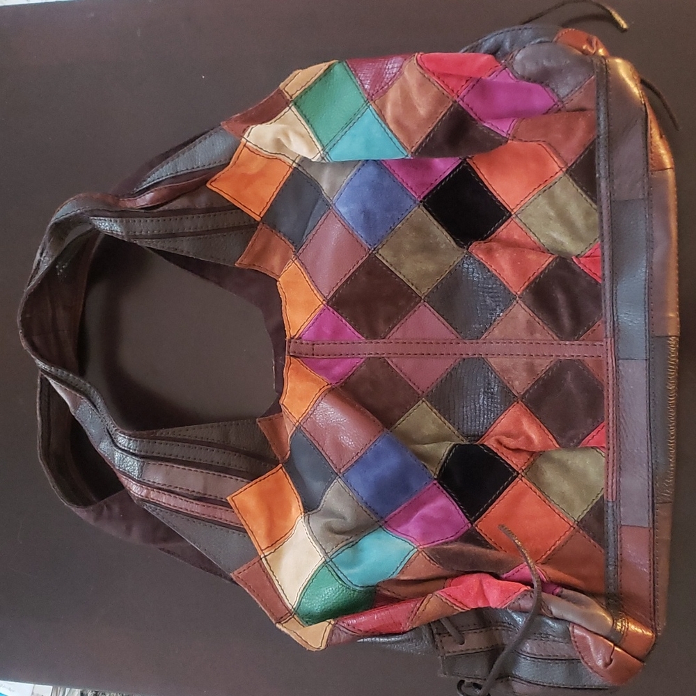 Lucky Brand Patchwork Multicolored Leather Hobo Bag - Like New